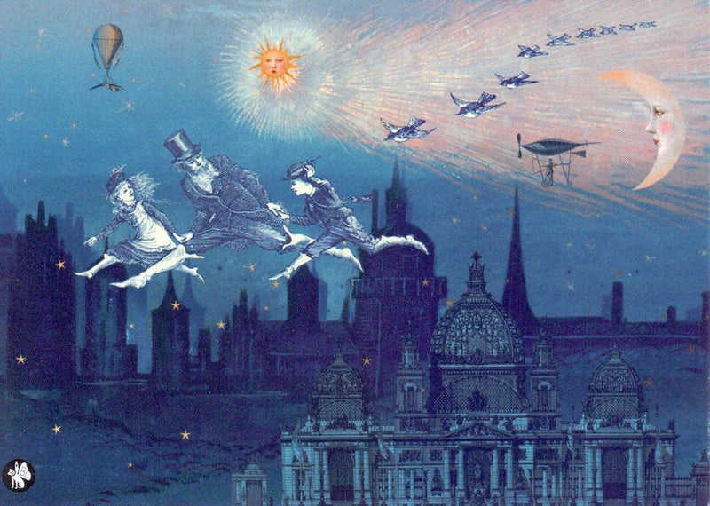 Load image into Gallery viewer, Prentbriefkaart cd01: night flight. 6 st
