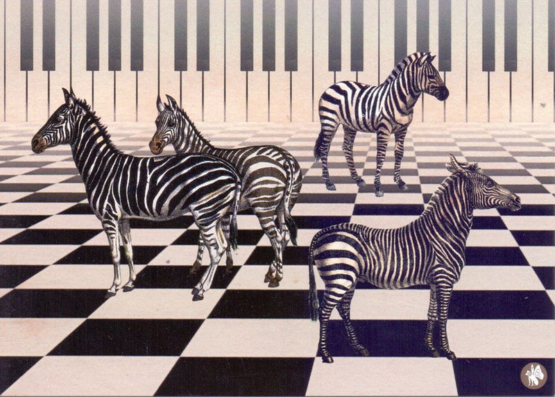 Load image into Gallery viewer, Prentbriefkaart cd03: piano zebra 6 st
