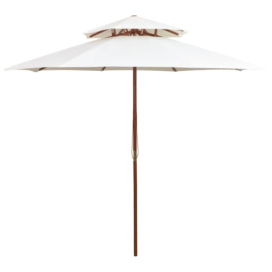 Vidaxl dubbeldekker parasol 270x270 cm houten paal crèmewit