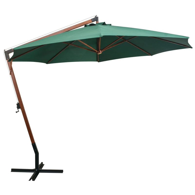 Load image into Gallery viewer, Vidaxl zweefparasol 350 cm houten paal groen
