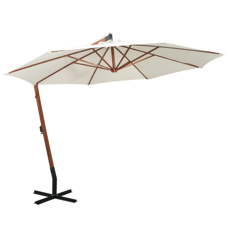 Load image into Gallery viewer, Vidaxl zweefparasol met houten paal 350 cm wit
