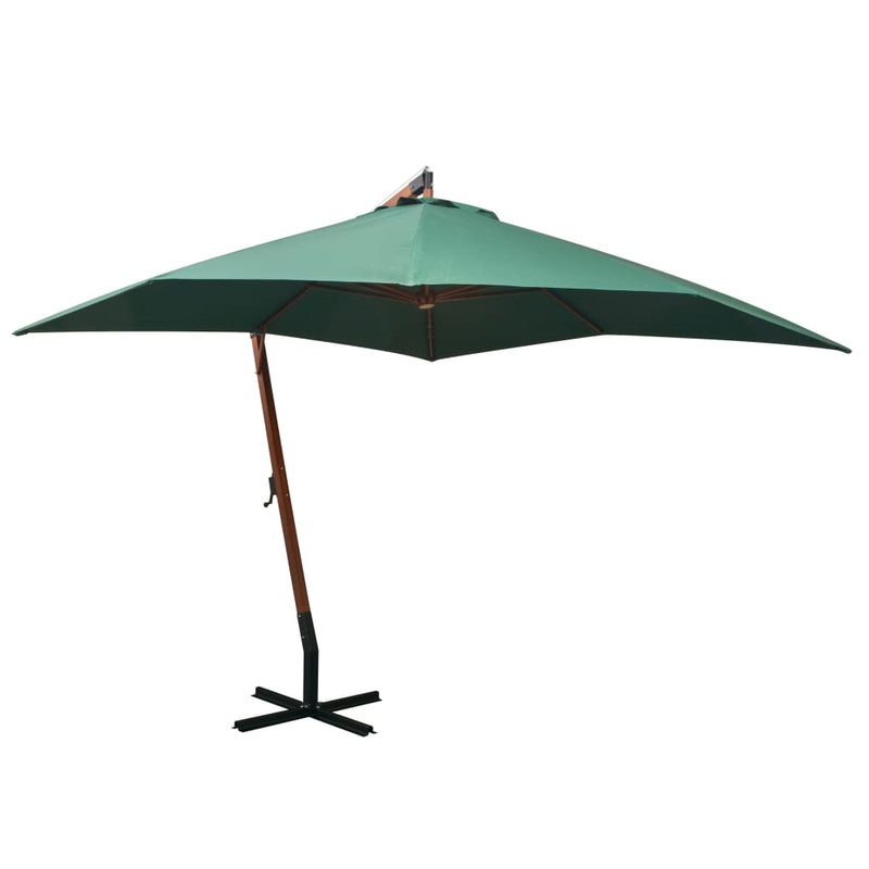 Load image into Gallery viewer, Vidaxl zweefparasol met houten paal 300x300 cm groen
