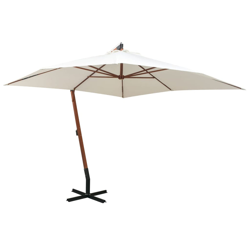Load image into Gallery viewer, Vidaxl zweefparasol met houten paal 300x300 cm wit

