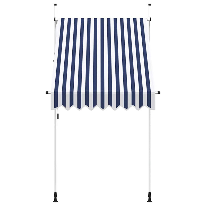 Load image into Gallery viewer, Vidaxl luifel handmatig uittrekbaar 150 cm blauw en witte strepen
