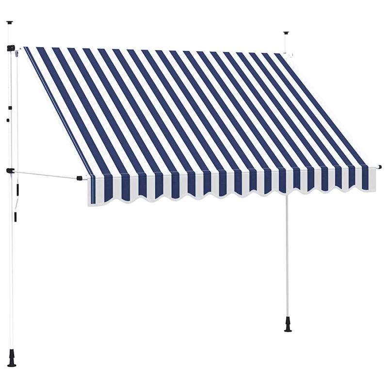Load image into Gallery viewer, Vidaxl luifel handmatig uittrekbaar 300 cm blauw en witte strepen

