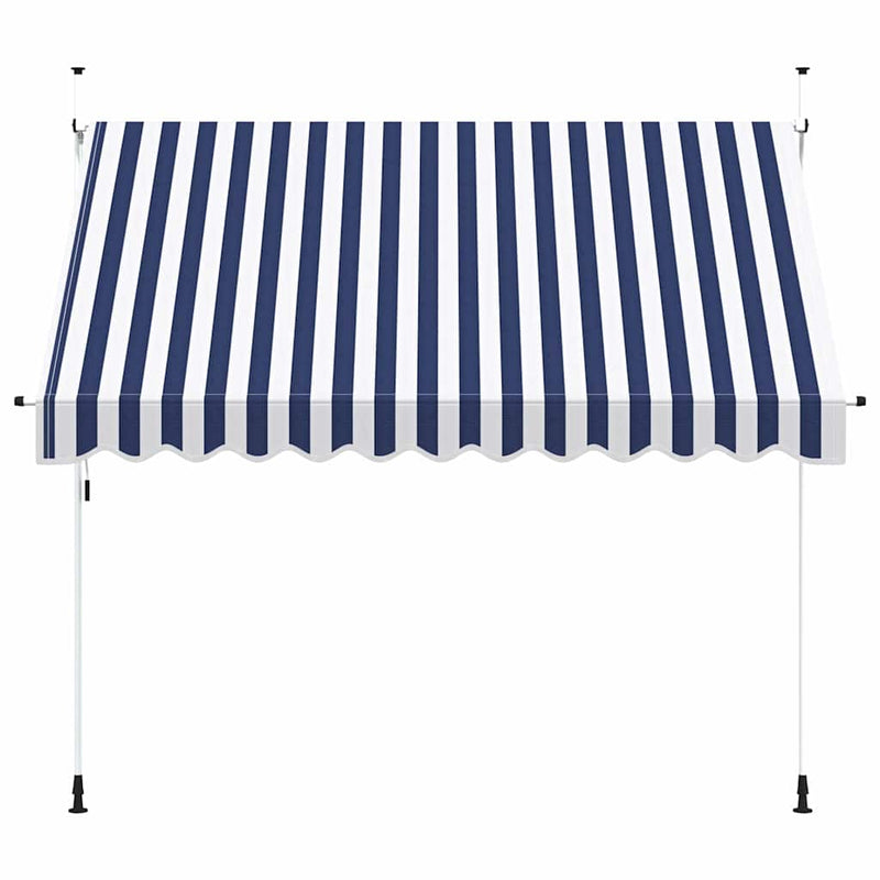 Load image into Gallery viewer, Vidaxl luifel handmatig uittrekbaar 300 cm blauw en witte strepen
