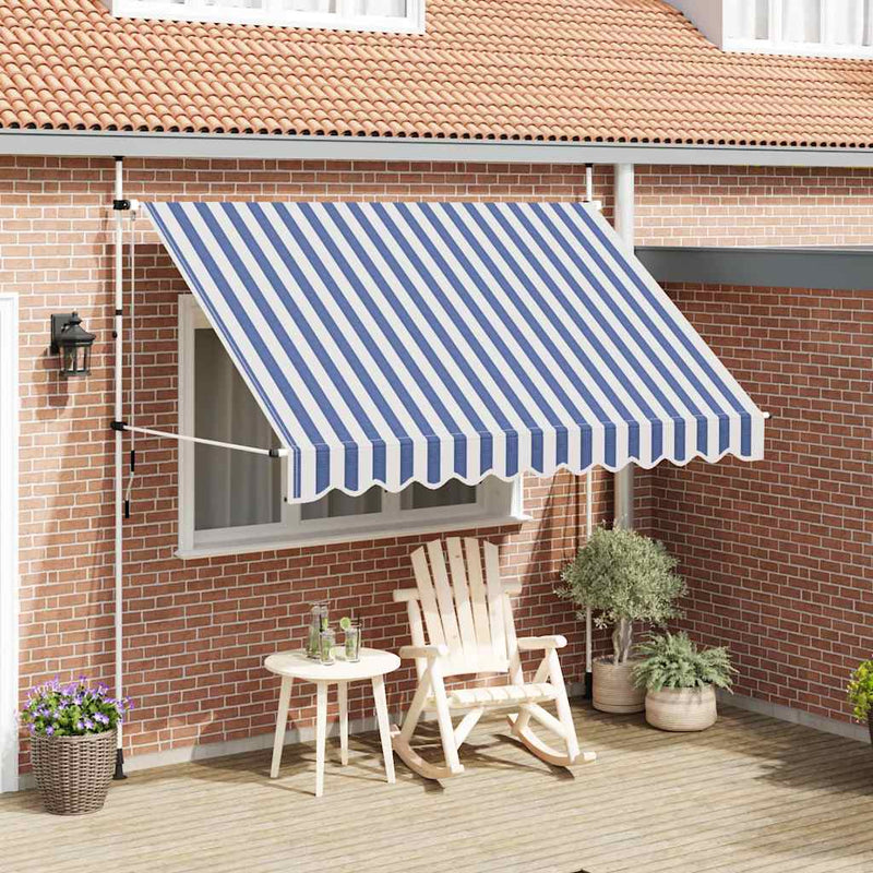 Load image into Gallery viewer, Vidaxl luifel handmatig uittrekbaar 300 cm blauw en witte strepen

