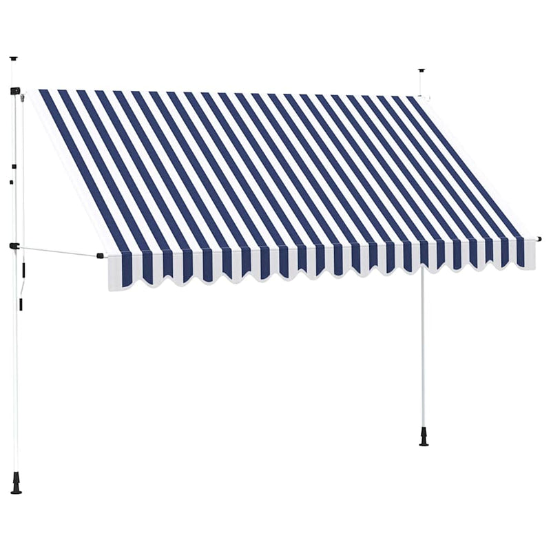 Load image into Gallery viewer, Vidaxl luifel handmatig uittrekbaar 350 cm blauw en witte strepen
