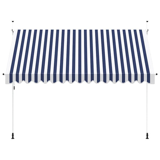 Vidaxl luifel handmatig uittrekbaar 350 cm blauw en witte strepen