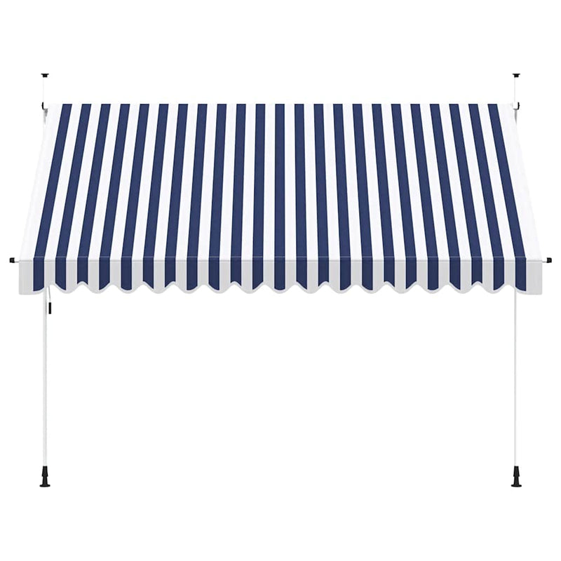 Load image into Gallery viewer, Vidaxl luifel handmatig uittrekbaar 350 cm blauw en witte strepen
