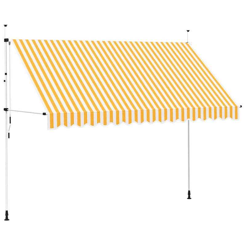 Load image into Gallery viewer, Vidaxl luifel handmatig uittrekbaar 350 cm oranje en witte strepen
