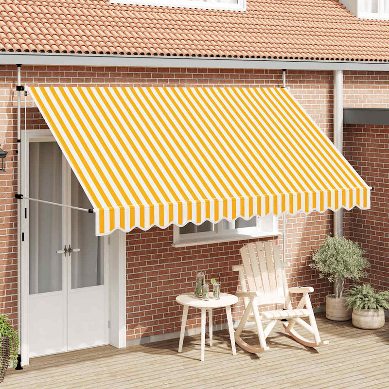 Load image into Gallery viewer, Vidaxl luifel handmatig uittrekbaar 350 cm oranje en witte strepen
