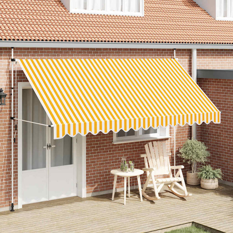 Load image into Gallery viewer, Vidaxl luifel handmatig uittrekbaar 400 cm oranje en witte strepen
