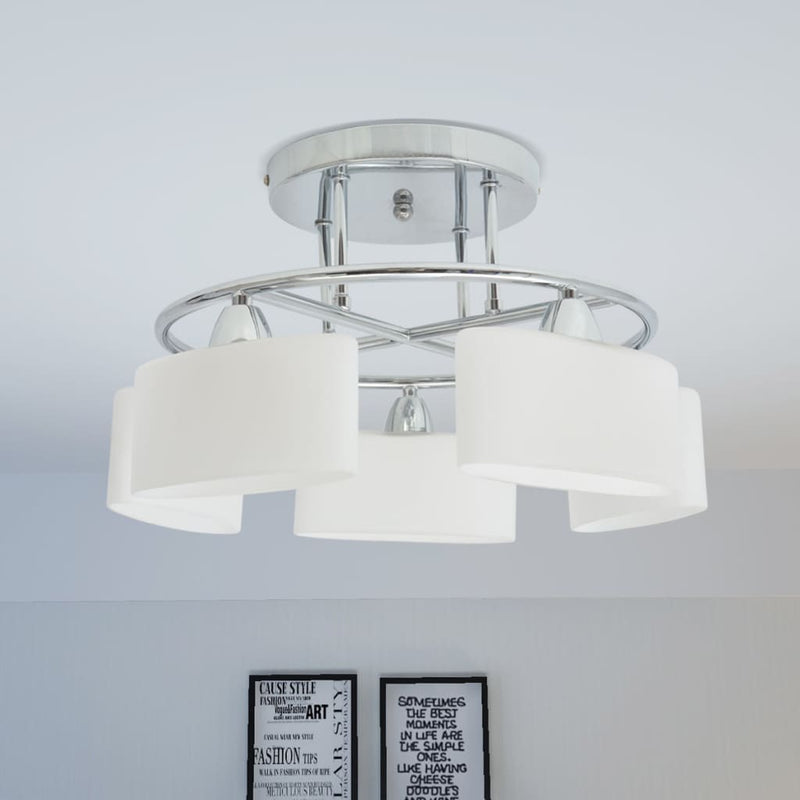 Load image into Gallery viewer, Vidaxl plafondlamp met ellipsvormige glazen kappen 5xe14 200w
