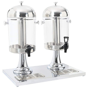 Vidaxl dubbele sapdispenser roestvrij staal 2x8 l