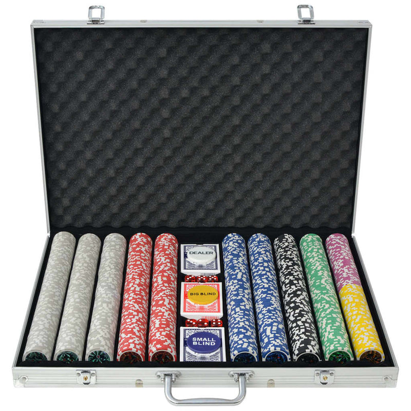 Load image into Gallery viewer, Vidaxl pokerset met 1000 laser chips aluminium

