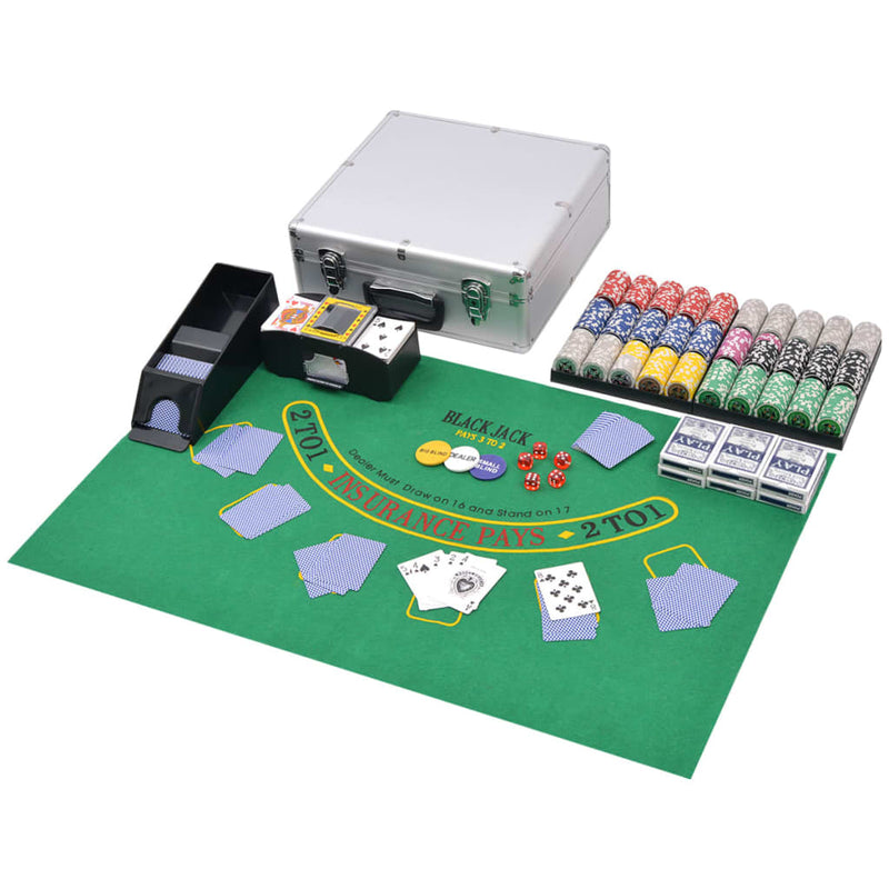 Load image into Gallery viewer, Vidaxl poker blackjack set met 600 chips aluminium

