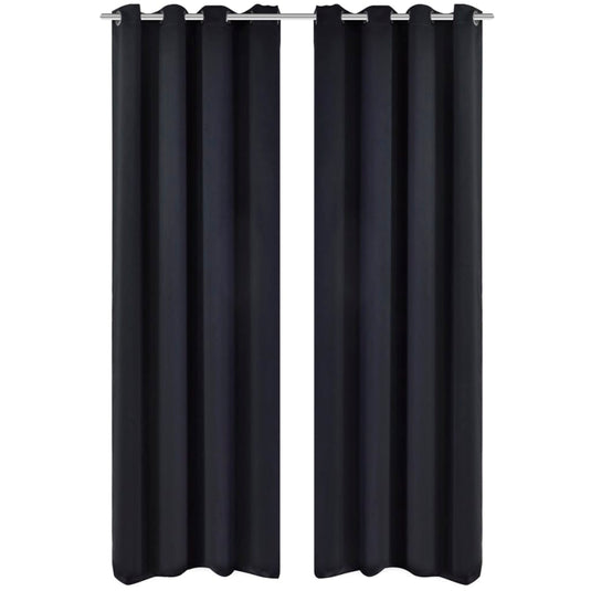 Vidaxl gordijnen met metalen ringen verduisterend 135x175 cm zwart 2 st