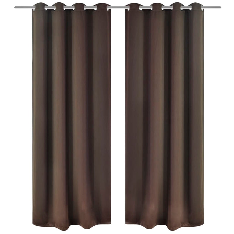 Load image into Gallery viewer, Vidaxl gordijnen met metalen ringen verduisterend 135x175 bruin 2 st
