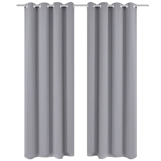 Vidaxl gordijn met metalen ringen verduisterend 270x245 grijs