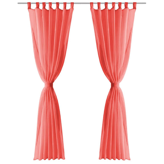 Vidaxl gordijnen voile 140x225 cm rood 2 st