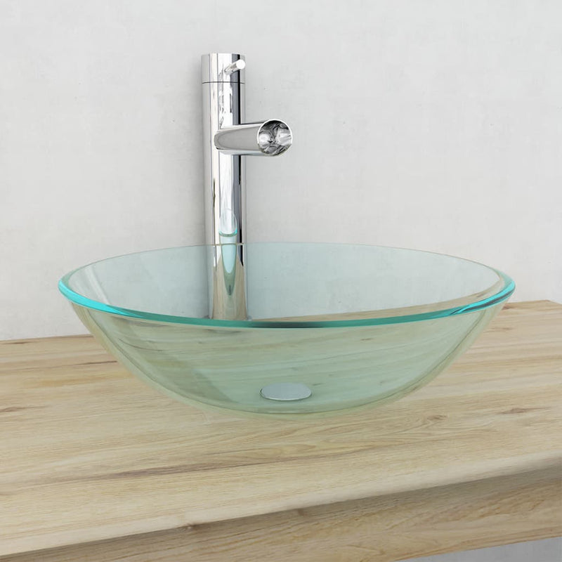 Load image into Gallery viewer, Vidaxl wasbak gehard glas 42 cm transparant

