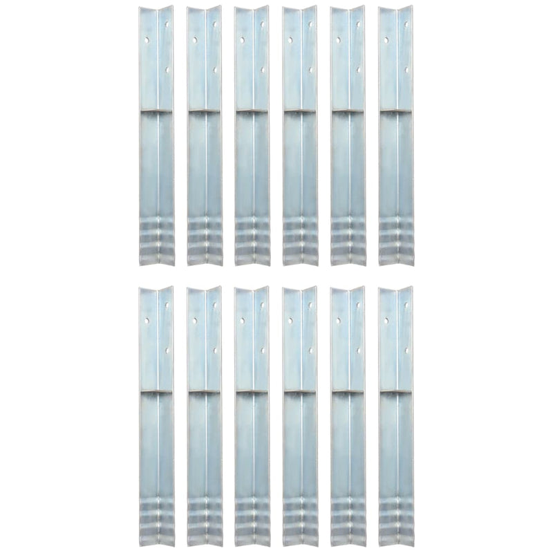 Load image into Gallery viewer, Vidaxl grondanker l-vormig 5x5x50 cm gegalvaniseerd staal 12 st
