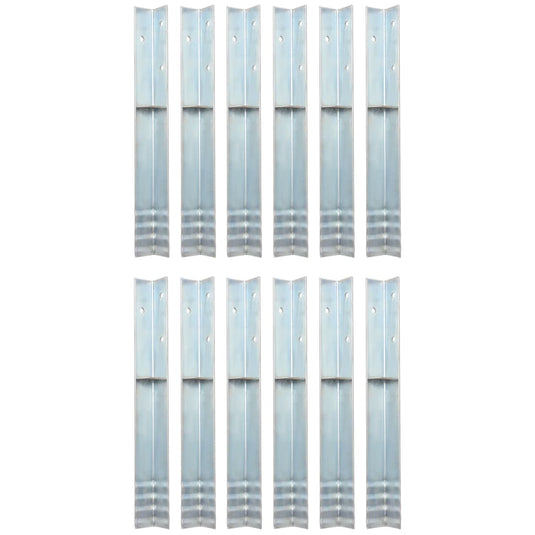 Vidaxl grondanker l-vormig 5x5x50 cm gegalvaniseerd staal 12 st