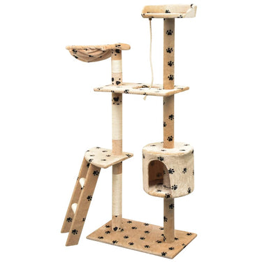 Vidaxl kattenkrabpaal met sisal krabpalen 150 cm pootafdrukken beige