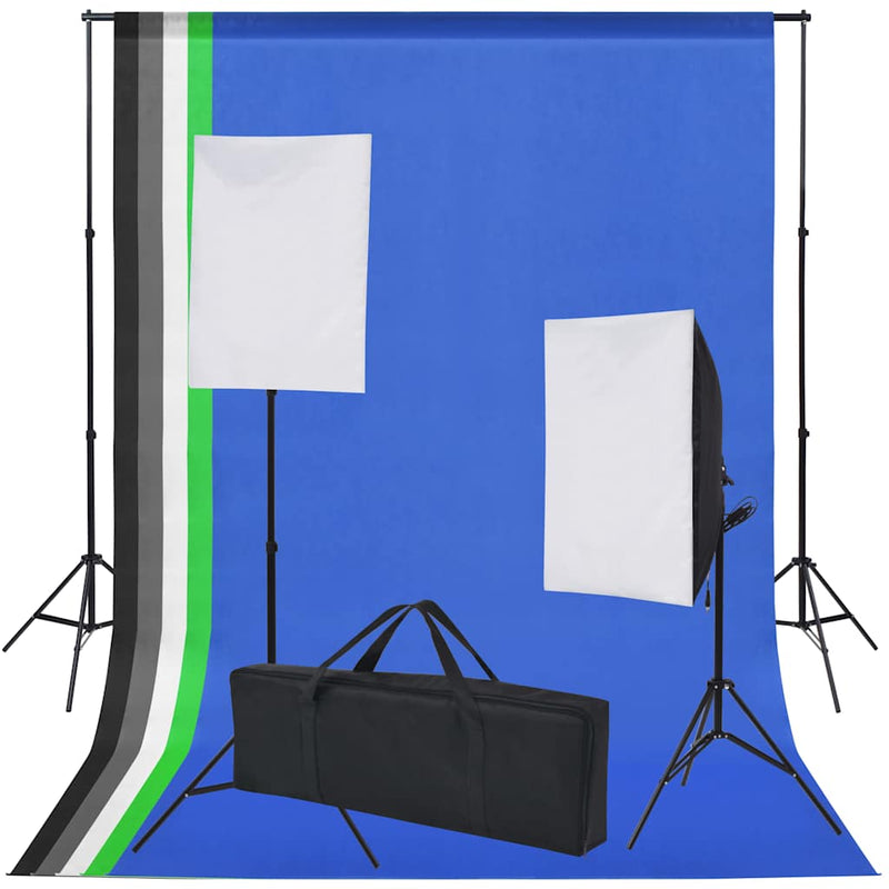 Load image into Gallery viewer, Vidaxl fotostudio set met 5 gekleurde achtergronden 2 softboxen
