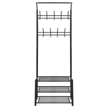 Vidaxl kledingrek met schoenenopberger 68x32x182,5 cm zwart