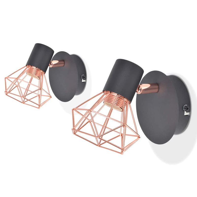 Load image into Gallery viewer, Vidaxl wandlamp e14 zwart en koper 2 st
