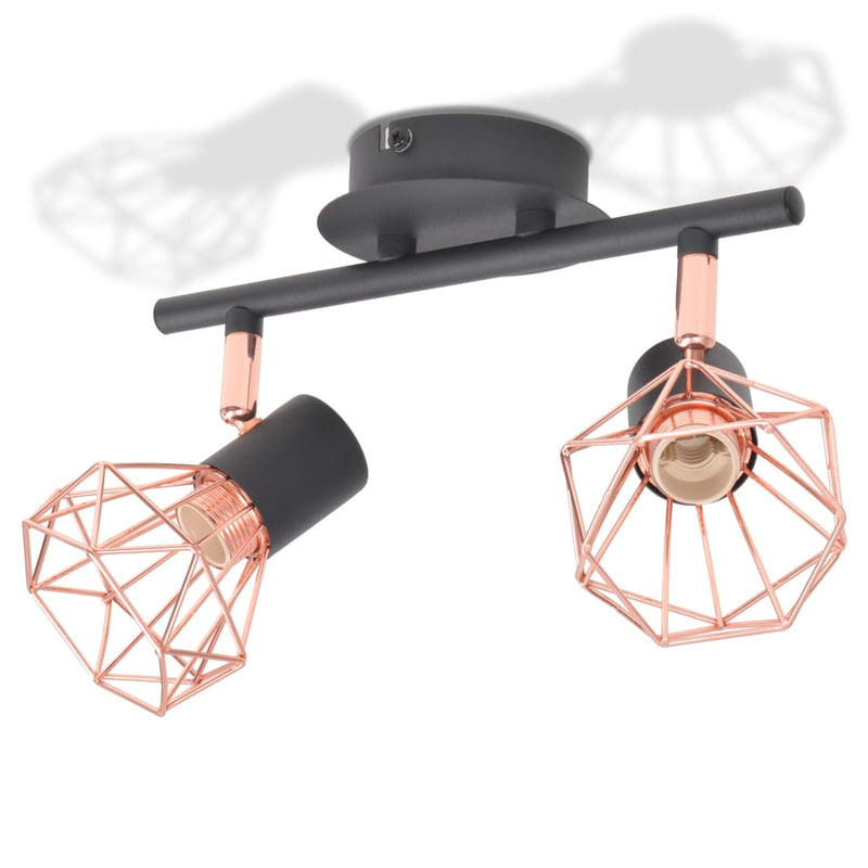 Load image into Gallery viewer, Vidaxl plafondlamp met 2 spotlights e14 zwart en koper
