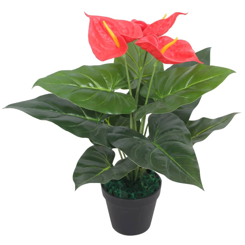 Load image into Gallery viewer, Vidaxl kunst anthurium plant met pot 45 cm rood en geel
