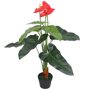 Vidaxl kunst anthurium plant met pot 90 cm rood en geel