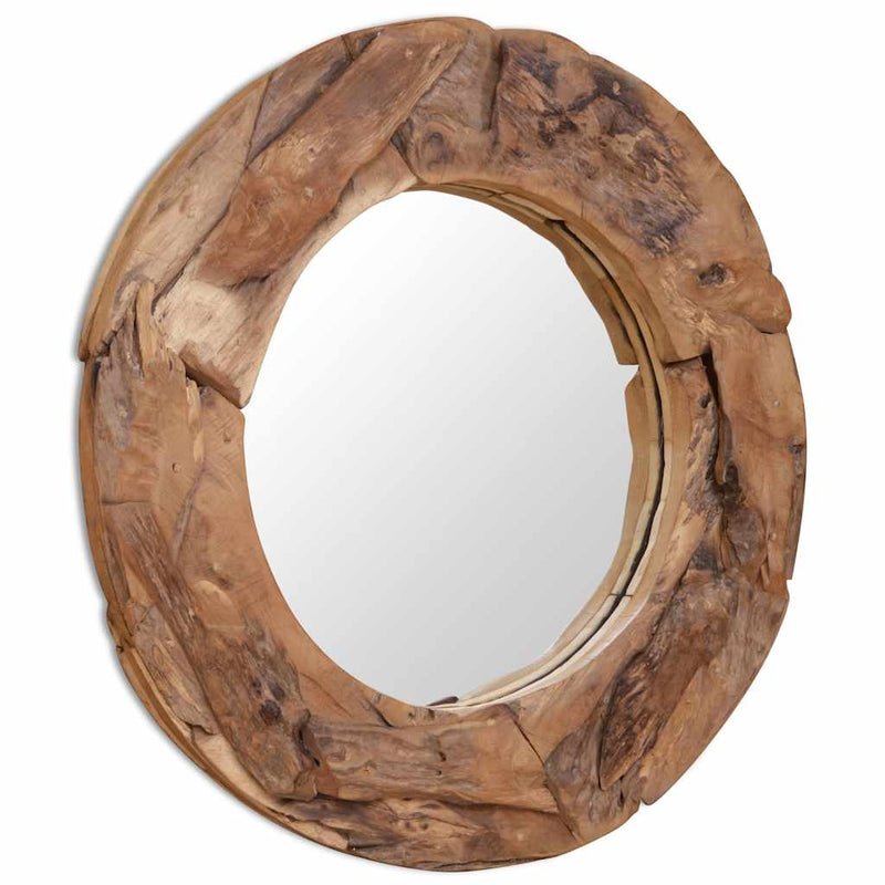 Load image into Gallery viewer, Vidaxl decoratieve spiegel rond 80 cm teakhout
