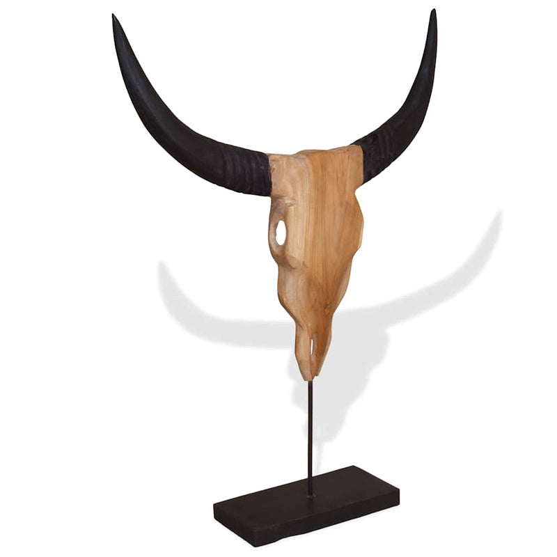 Afbeelding laden in galerijviewer, Vidaxl stierenbeeld 66x15x88 cm teakhout
