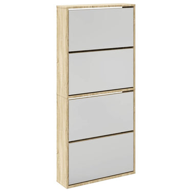Vidaxl schoenenkast met 4 spiegels 63x17x134 cm eikenhout