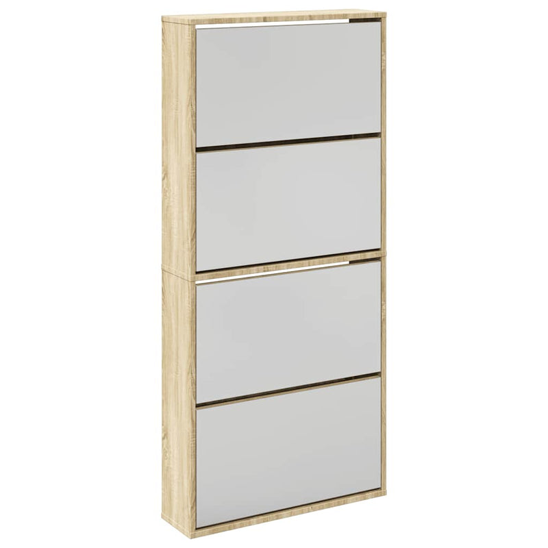 Load image into Gallery viewer, Vidaxl schoenenkast met 4 spiegels 63x17x134 cm eikenhout
