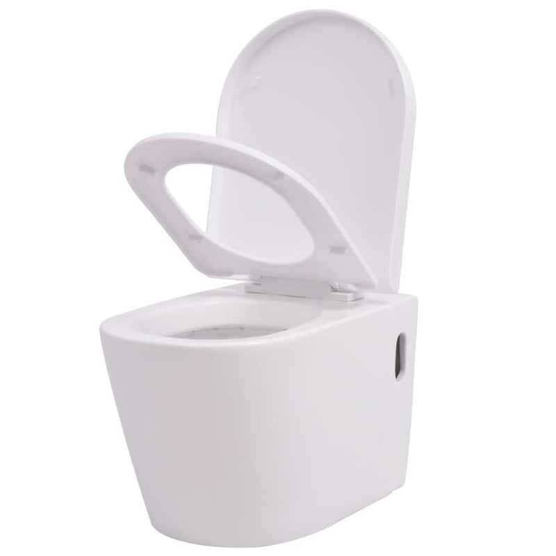Load image into Gallery viewer, VidaXL Hangend toilet met verborgen stortbak keramiek wit
