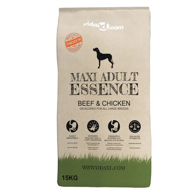 Vidaxl premium hondenvoer droog maxi adult essence beef chicken 15kg