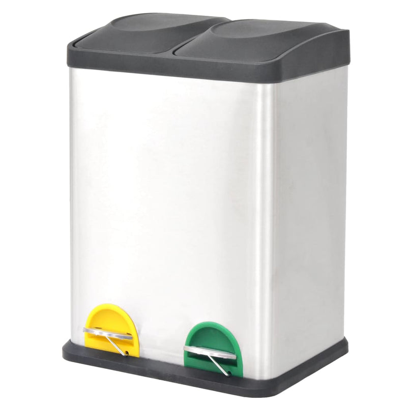 Load image into Gallery viewer, Vidaxl pedaalemmer voor recycling 36 l roestvrij staal
