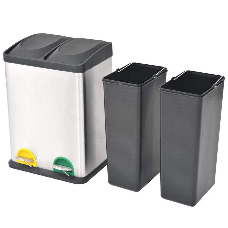 Load image into Gallery viewer, Vidaxl pedaalemmer voor recycling 36 l roestvrij staal

