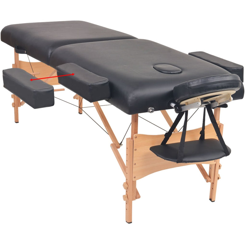 Load image into Gallery viewer, Vidaxl massagetafel- en krukset inklapbaar 2 zones 10 cm dik zwart
