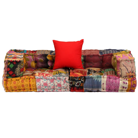 Vidaxl poef tweezits modulair stof patchwork