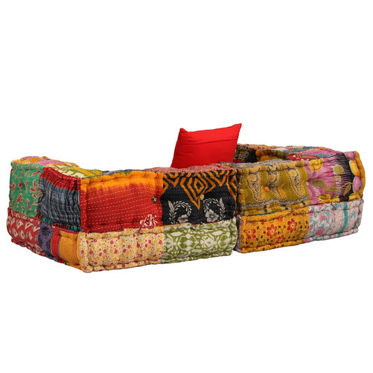 Vidaxl poef tweezits modulair stof patchwork