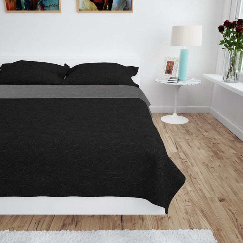 Load image into Gallery viewer, Vidaxl bedsprei dubbelzijdig 220x240 cm quilt grijs en zwart
