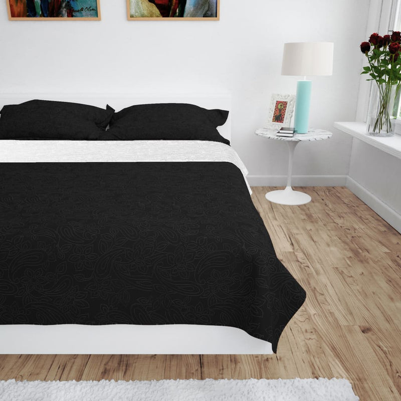 Load image into Gallery viewer, Vidaxl bedsprei dubbelzijdig 220x240 cm quilt zwart en wit
