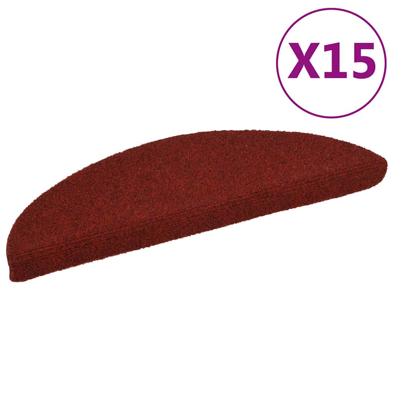 Load image into Gallery viewer, Vidaxl trapmatten zelfklevend 15 stuks 56x17x3 cm bordeaux rood halfrond
