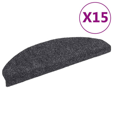 Vidaxl trapmatten zelfklevend 15 stuks 65x21x4 cm donkergrijs halfrond groot